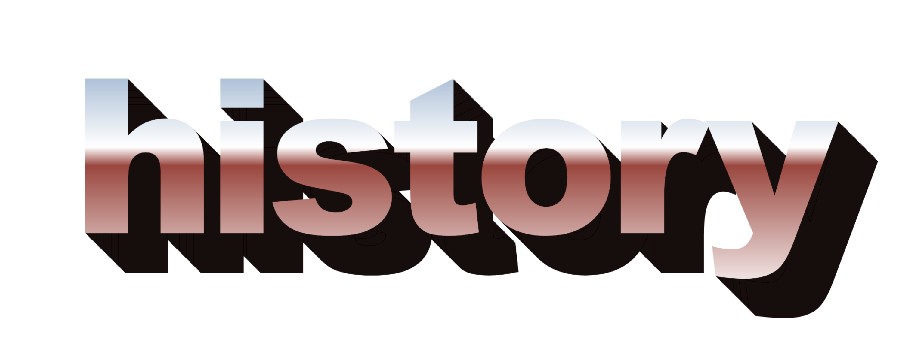 The word history in a classic wordart gradient style
